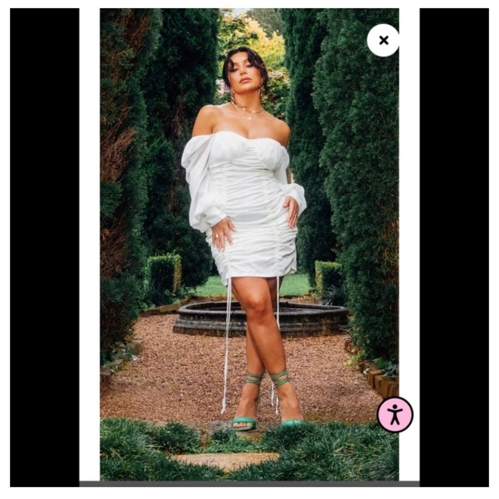 PRETTYLITTLETHING Ivory Ruched Dress - Picture 4 of 9